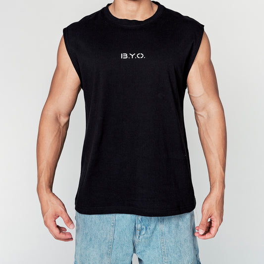 BYO Tank Top Heavy Cotton Vest (Charming Black)