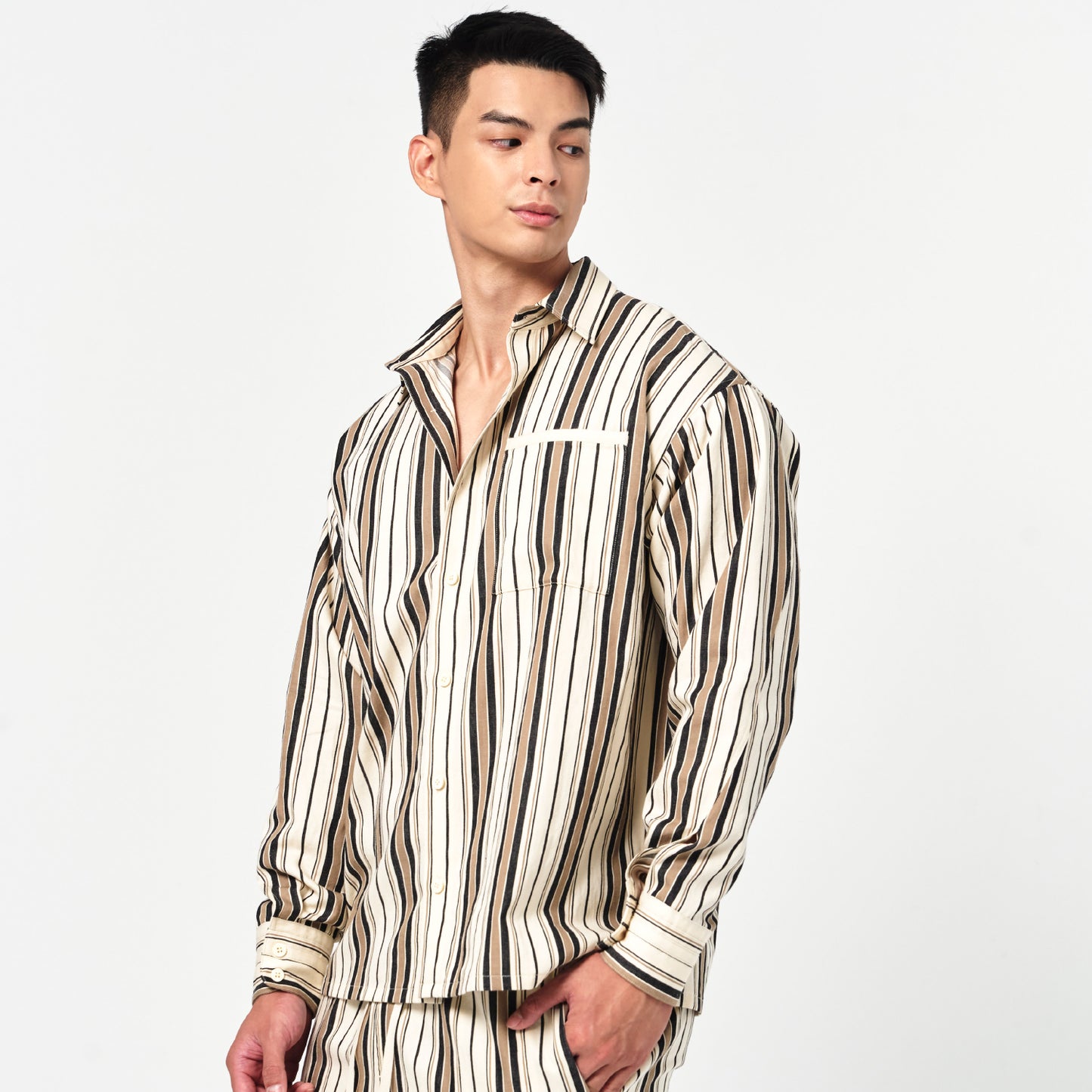 BeWithYou- Cammy striped shirt jacket