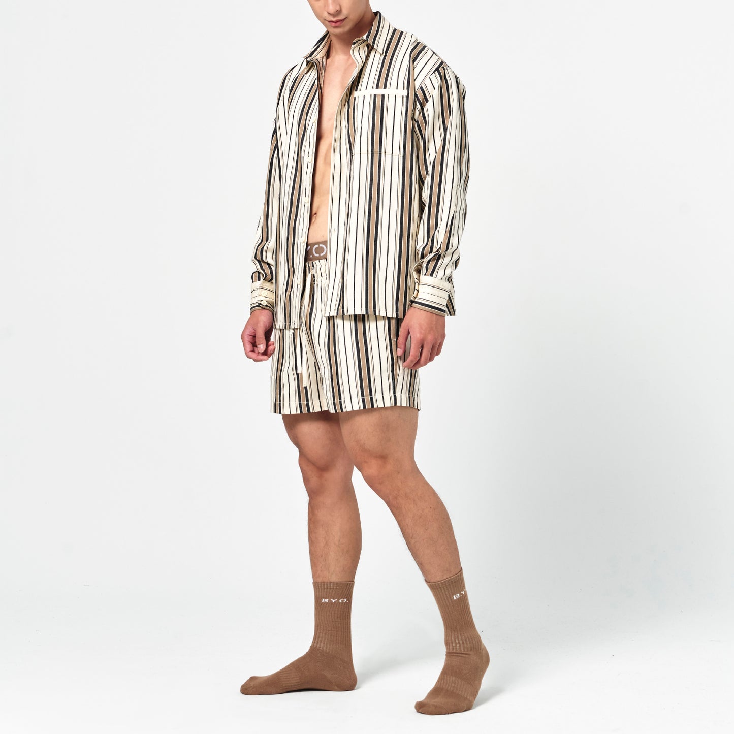 BeWithYou- Cammy striped shirt jacket