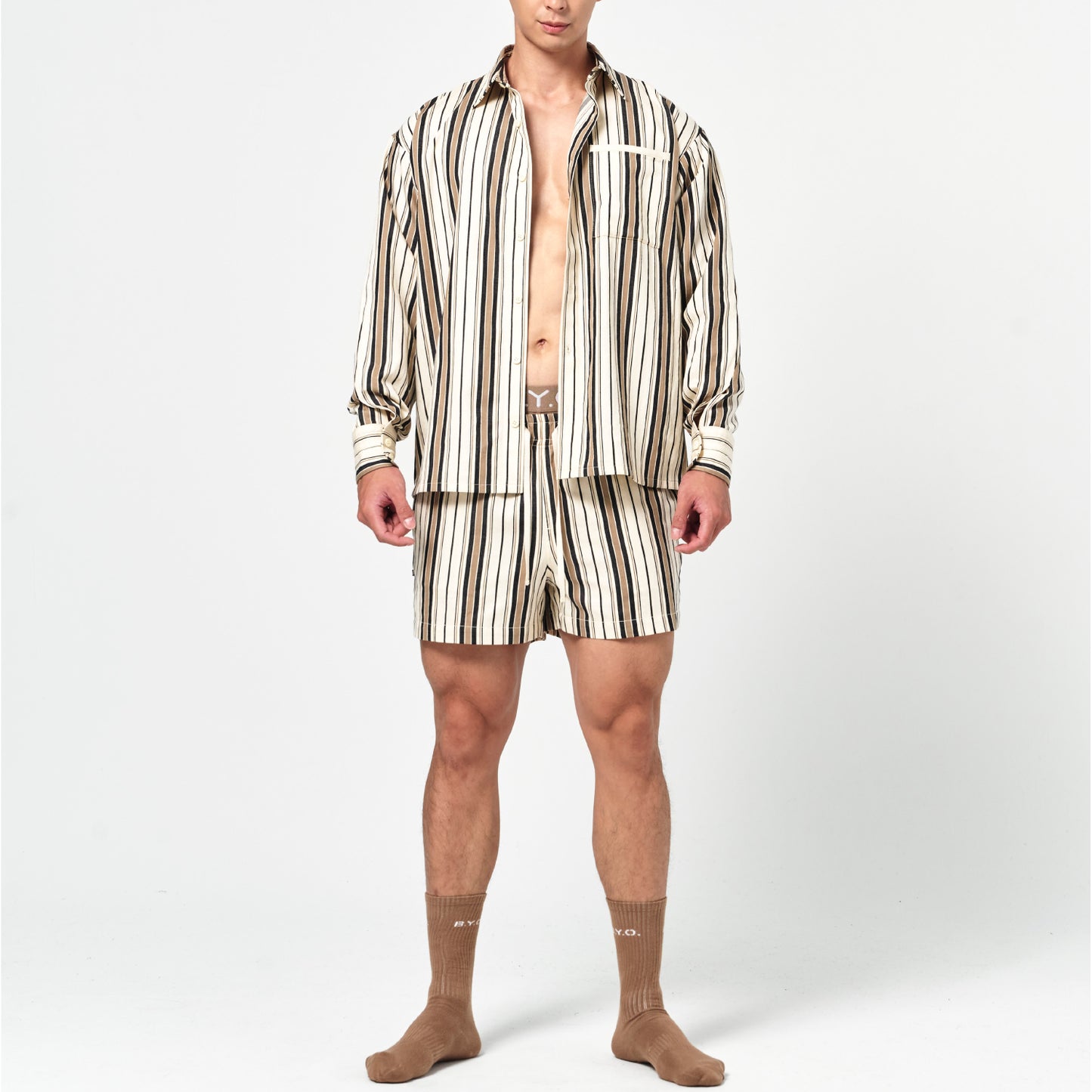 BeWithYou- Cammy striped shirt jacket