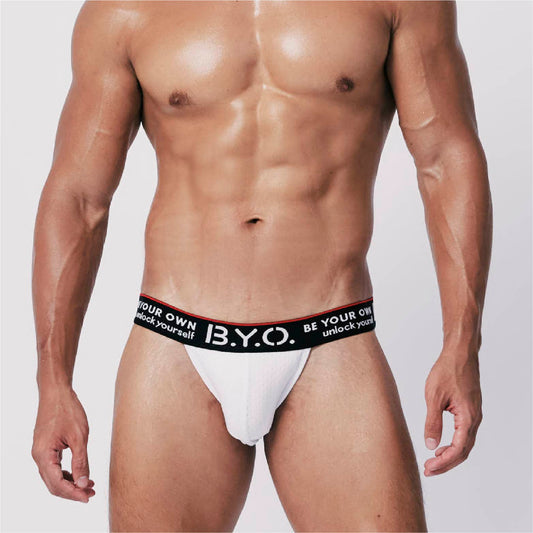B.Y.O.BeYourOwn-高衩三角內褲-網孔白